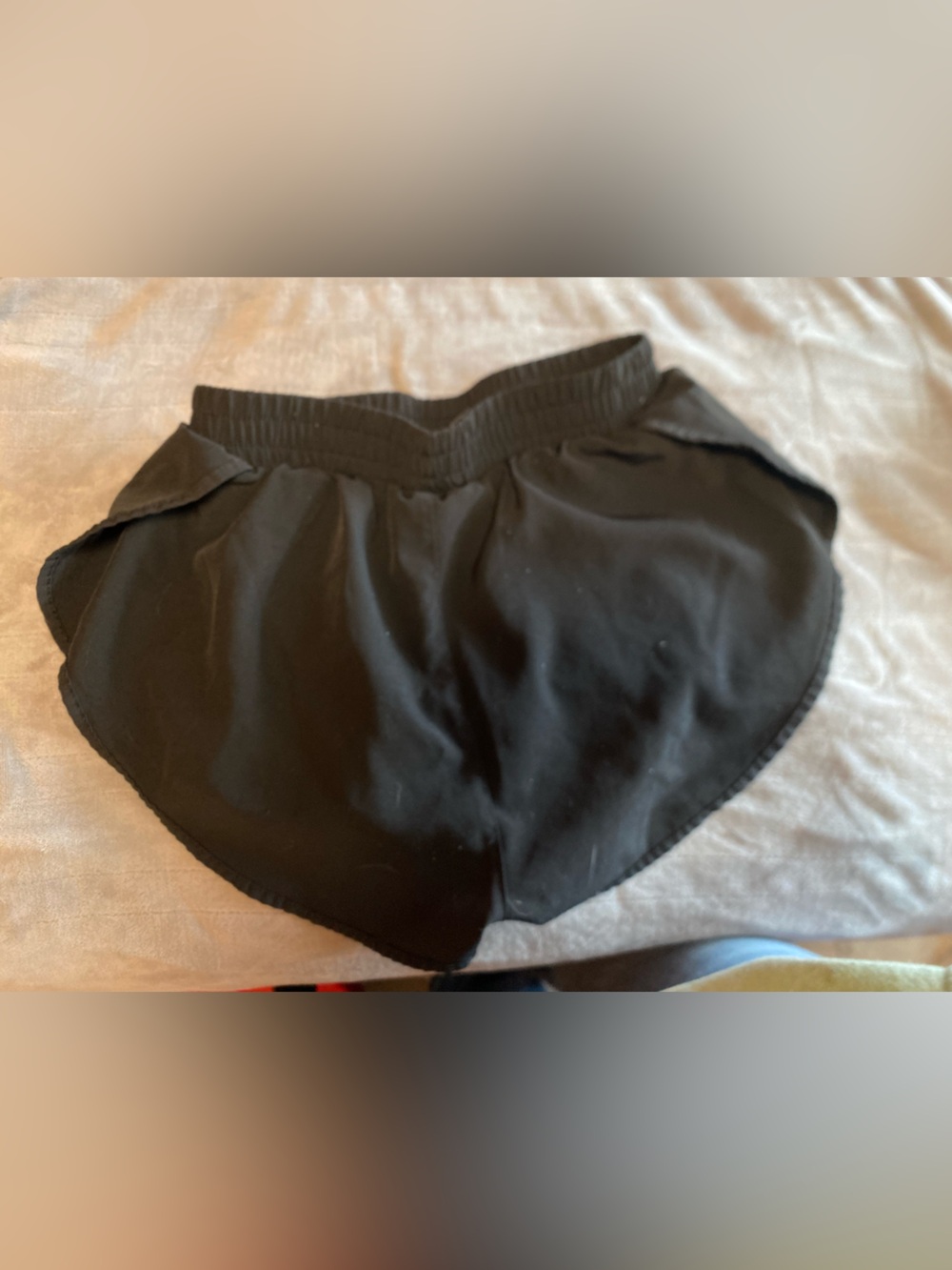 SHEIN Black Elastic Waist Shorts with Label Detail